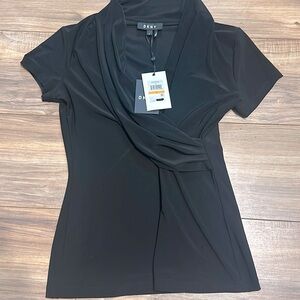 NWT. Women's Short Sleeve Side Ruche V-Neck Top. Size S.